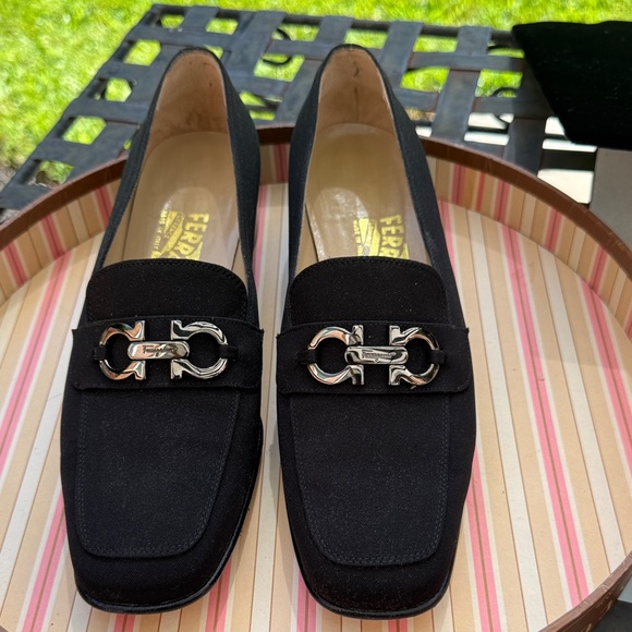 Salvatore Ferragamo Shoes - Salvatore Ferragamo Black Flats with Silver Accents